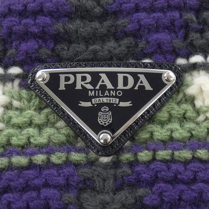 Prada Triangle Logo Knit Cap Purple Green Beige — view 4