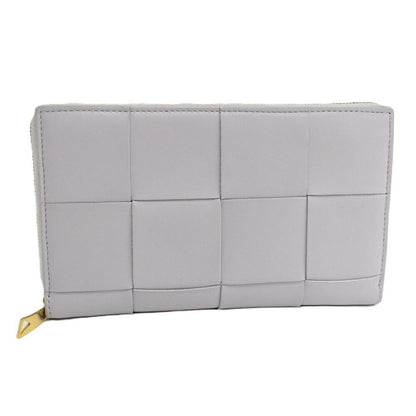 Bottega Veneta Zip Around Wallet Maxi Intrecciato Leather Purple