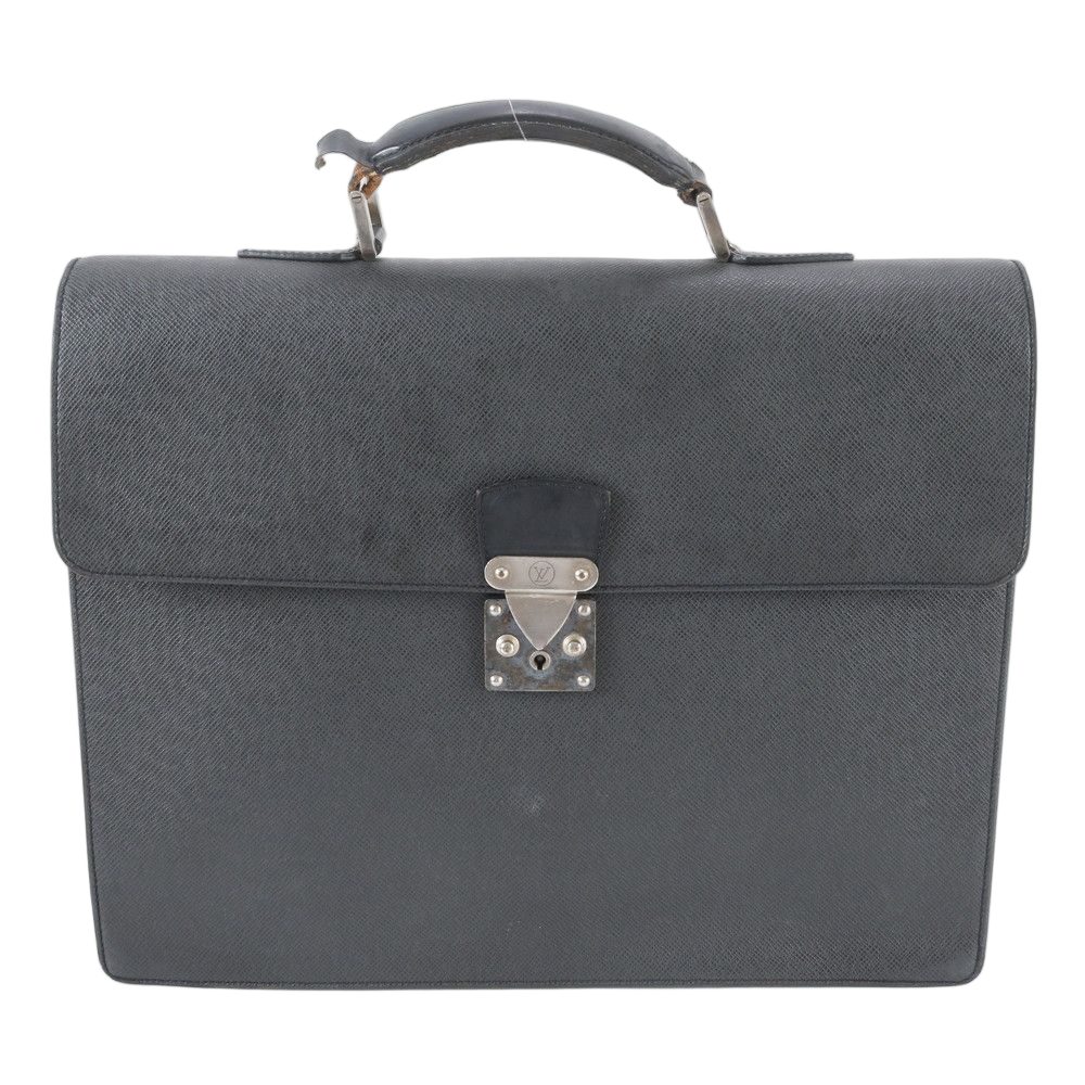Louis Vuitton Taiga Moscova Leather Business Document Briefcase Tote Black