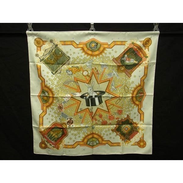 Hermes LA Magie Carre 90 Silk Scarf Shawl Stole Ivory Tone