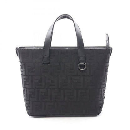 Fendi Handbag FF Shopping Small Black Canvas Leather Tote