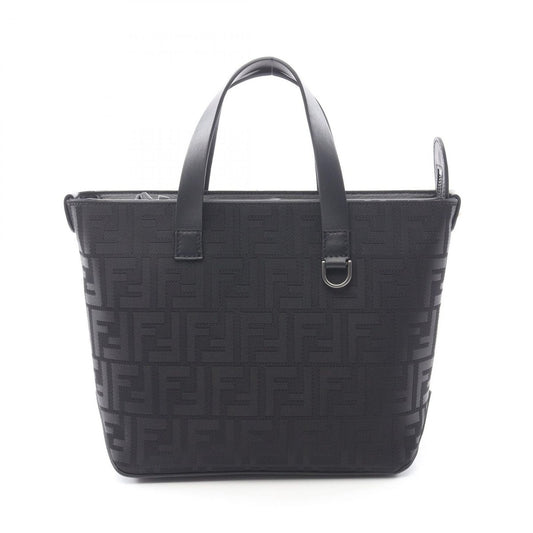 Fendi Handbag FF Shopping Small Black Canvas Leather Tote