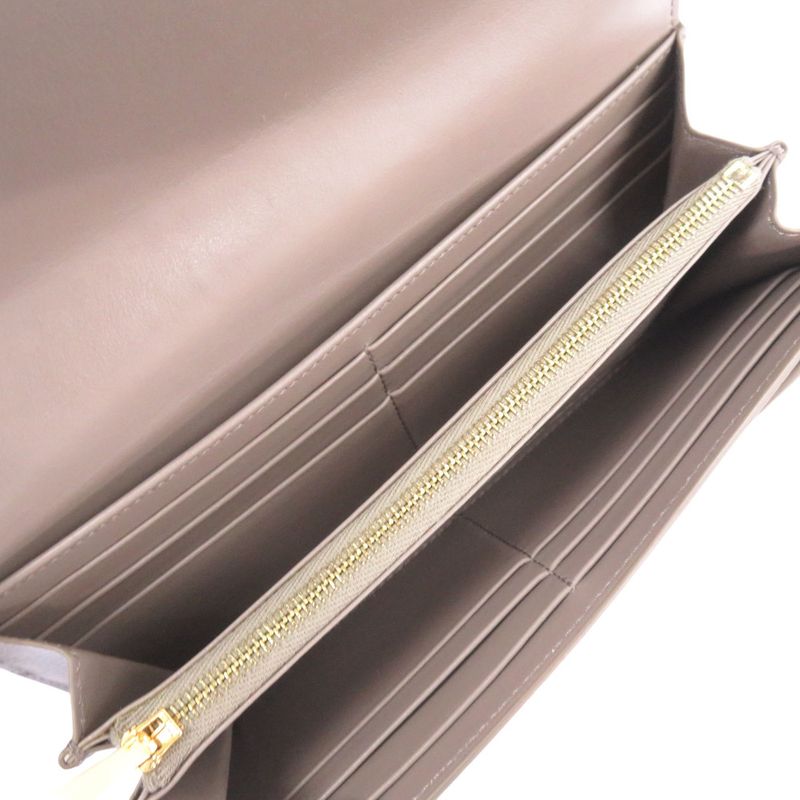 Celine Large Flap Wallet Leather Gray Long Wallet 0123 Celine