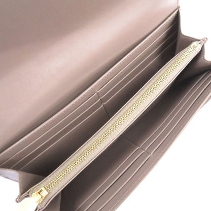 Celine Large Flap Wallet Leather Gray Long Wallet 0123 Celine