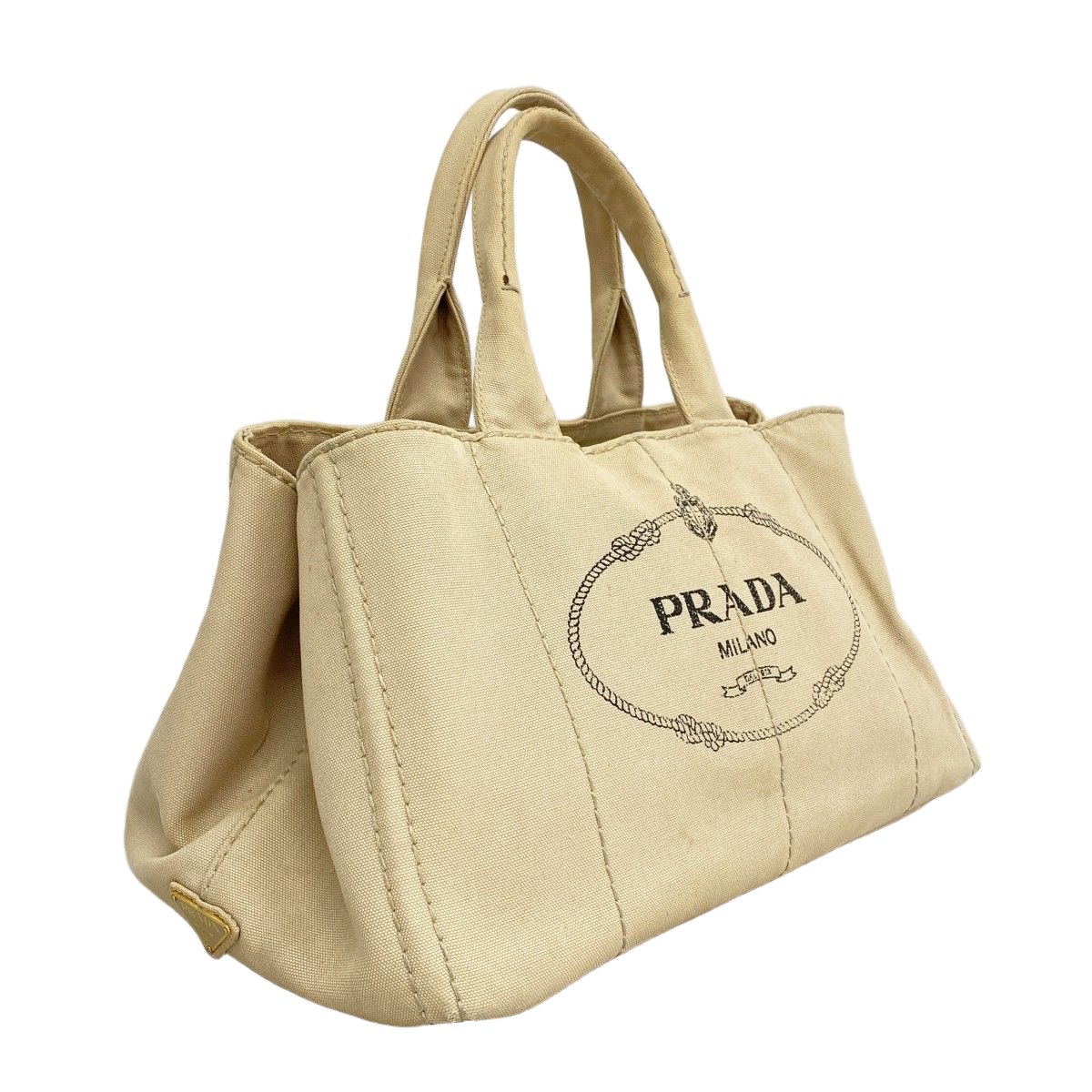 Prada Tote Canapa Canvas Beige Gold — view 2