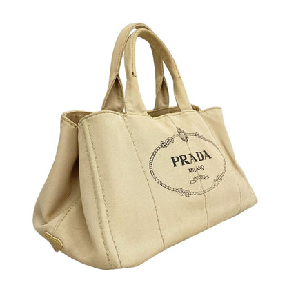 Prada Tote Canapa Canvas Beige Gold — view 2