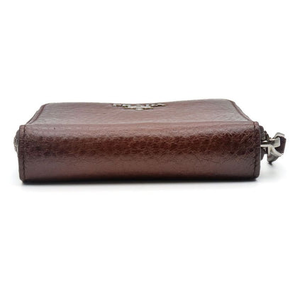 Prada Bifold Wallet 1m0522 Leather Cacao Brown Silver Hardware Compact Round