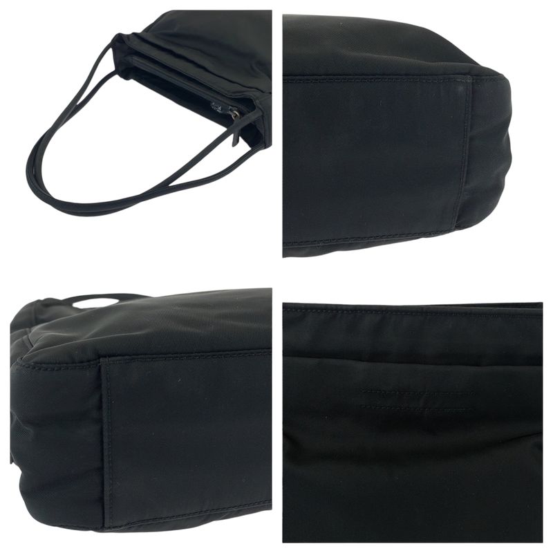 Prada Tessuto Triangle Logo Plate Black Silver Hardware Nylon Tote Handbag