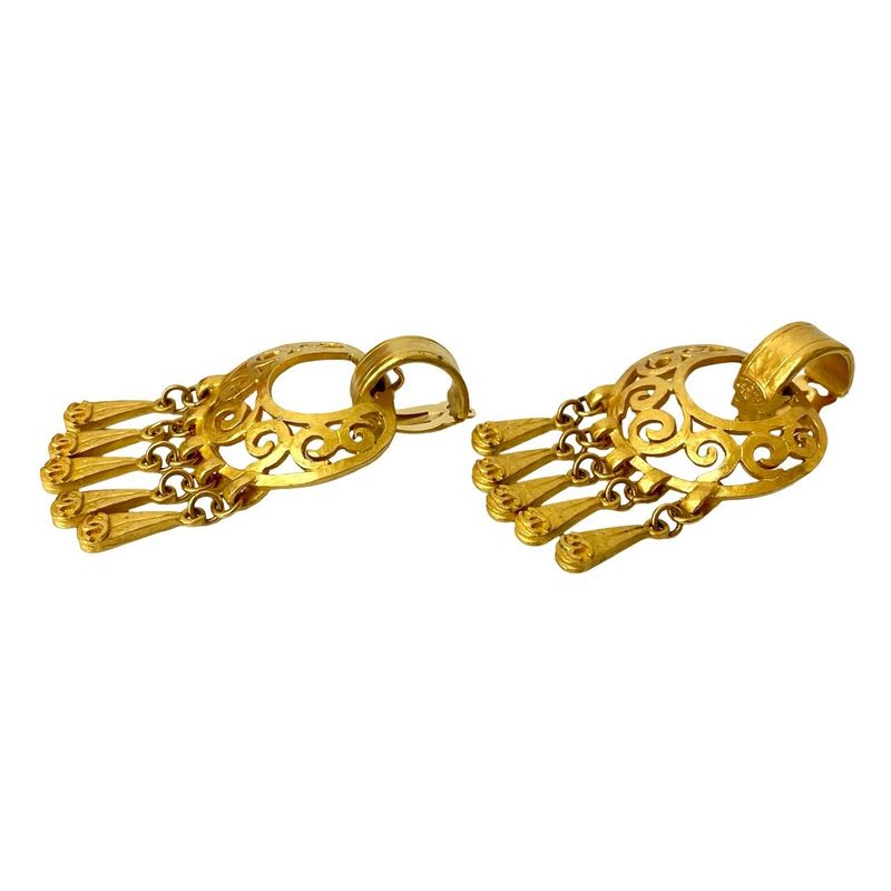 Chanel Vintage Coco Mark Earrings Ear Cuff Accessories 95P