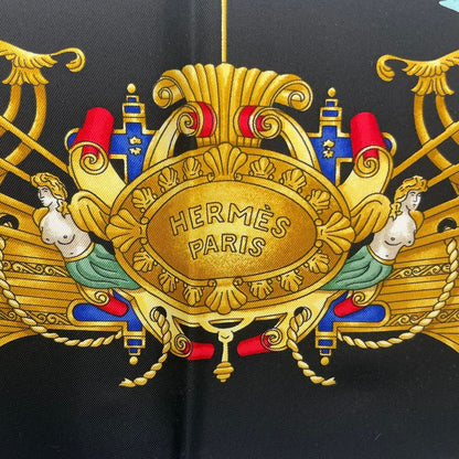 Hermes Scarf Silk Carre 90 Voiles de Lumiere Sailing Ship of Light Black — view 7