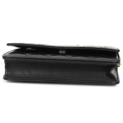 Chanel Chain Wallet Black Gold Lambskin Quilted No. 5 Icon Cambon Shoulder Bag — view 3