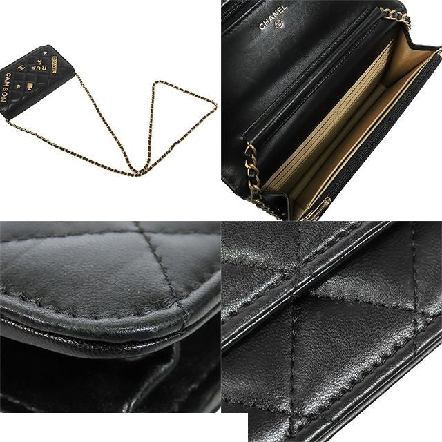 Chanel Chain Wallet Black Gold Lambskin Quilted No. 5 Icon Cambon Shoulder Bag — view 4