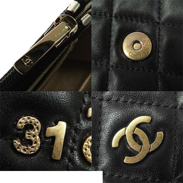 Chanel Chain Wallet Black Gold Lambskin Quilted No. 5 Icon Cambon Shoulder Bag — view 8