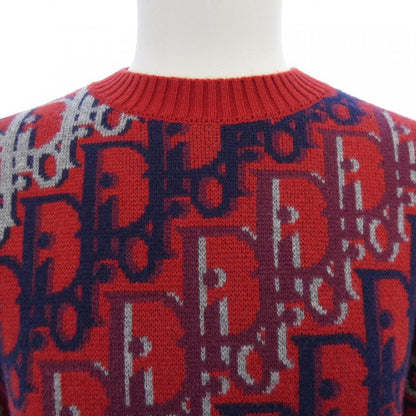 Dior Oblique Wool Jacquard Knit Sweater Navy Gray Red — view 5