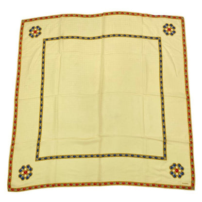 Chanel Scarf Large Silk Logo Coco Mark Yellow