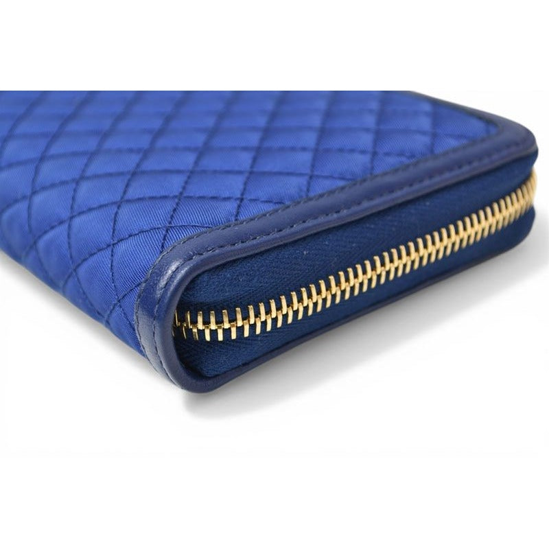 Prada Wallet Zip Around Tessuto Quiltin Bluette Quilted Blue — view 4
