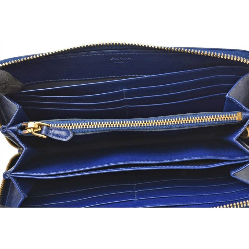 Prada Wallet Zip Around Tessuto Quiltin Bluette Quilted Blue — view 8