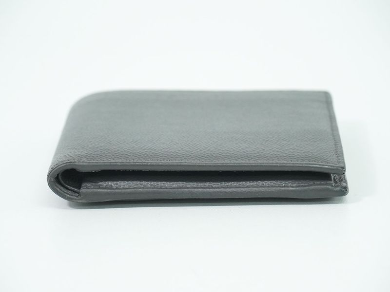 Authentic Saint Laurent Leather Fold Wallet Compact Wallet Gray 396303 Wallet