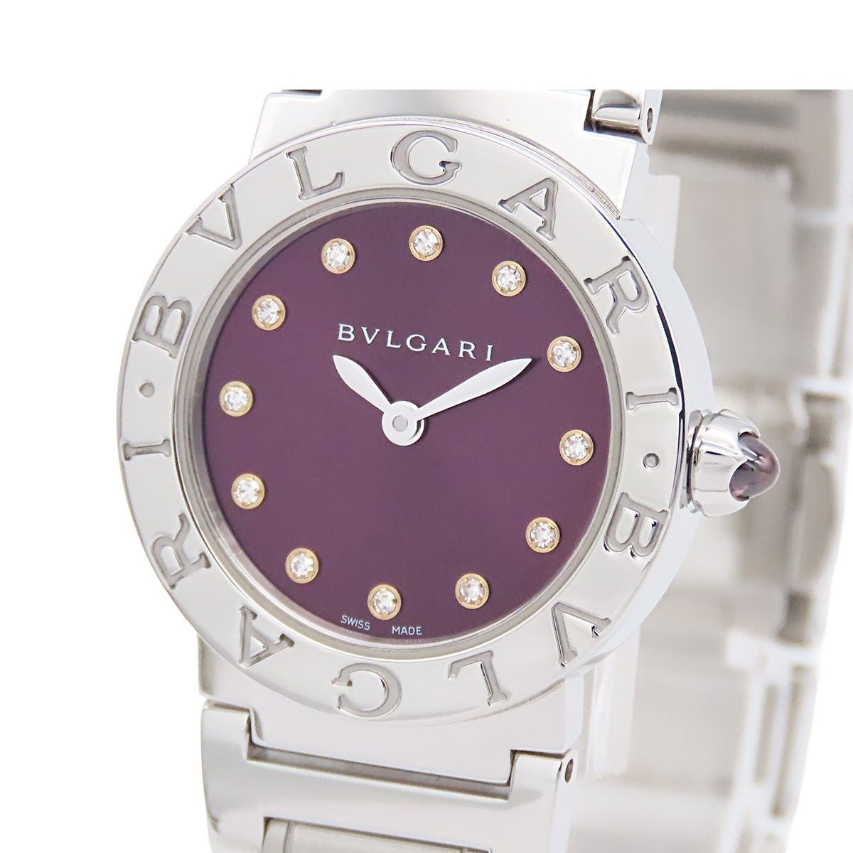 Bvlgari Purple SS Diamond Watch Quartz Battery Replacement
