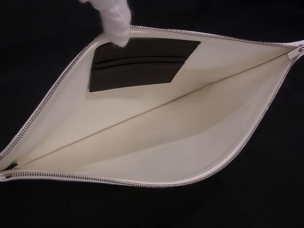 Celine Canvas And Leather Clutch Bag Second Bag Ladies White And Black Aw5609