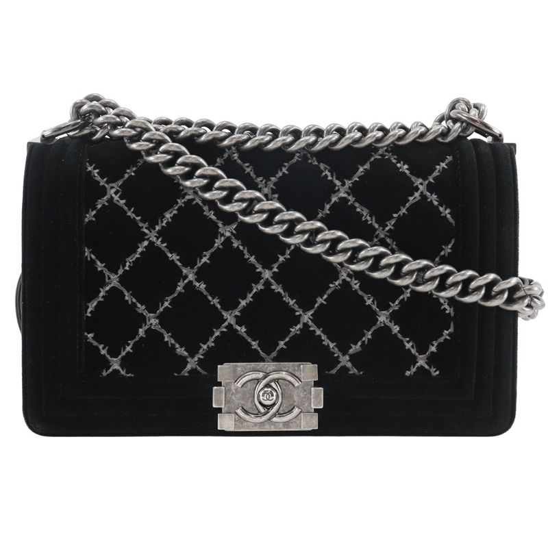 Chanel Boy Chanel 25 Chain Shoulder Matelasse Stitching Velour And Leather