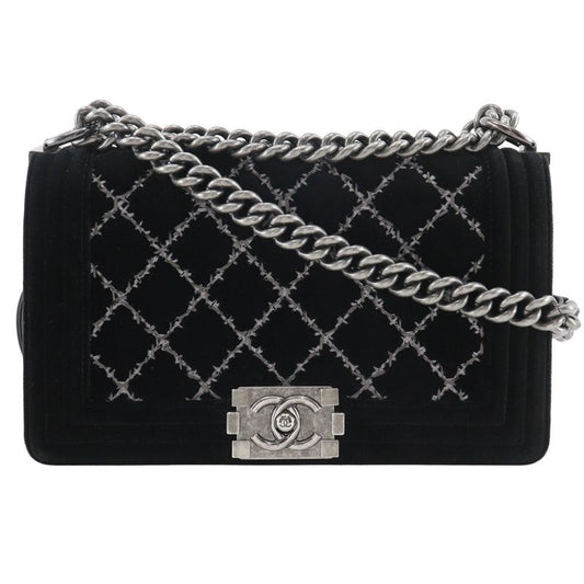 Chanel Boy Chanel 25 Chain Shoulder Matelasse Stitching Velour And Leather