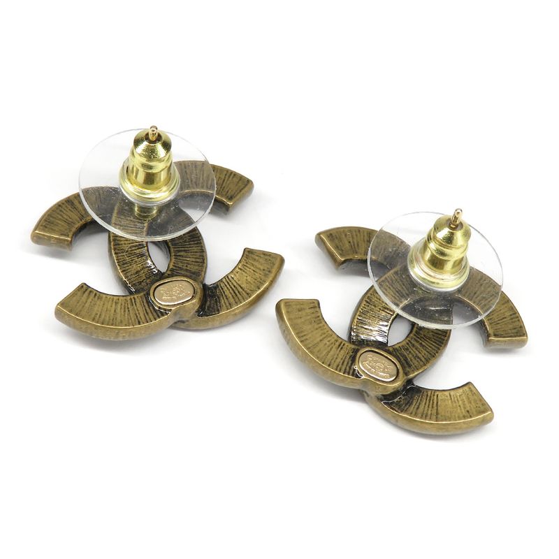 Chanel Earrings Metallic Coco Mark Abe557b18604 A24 Gold Vintage Design