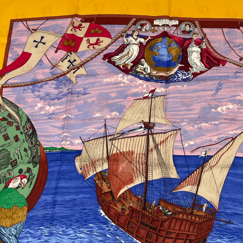 Hermes Scarf Carre 90 Silk Christophe Colomb Decouvre 1 Amerique 12