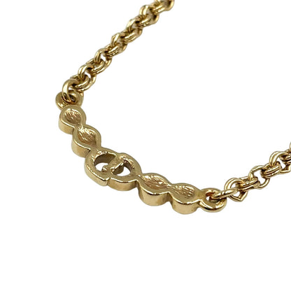Dior CD Logo Rhinestone Color Clear Gold Necklace — view 2
