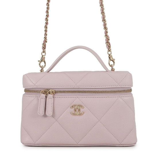 Chanel Chain Shoulder Bag Quilted Vanity CC Logo Caviar Leather 2-Way