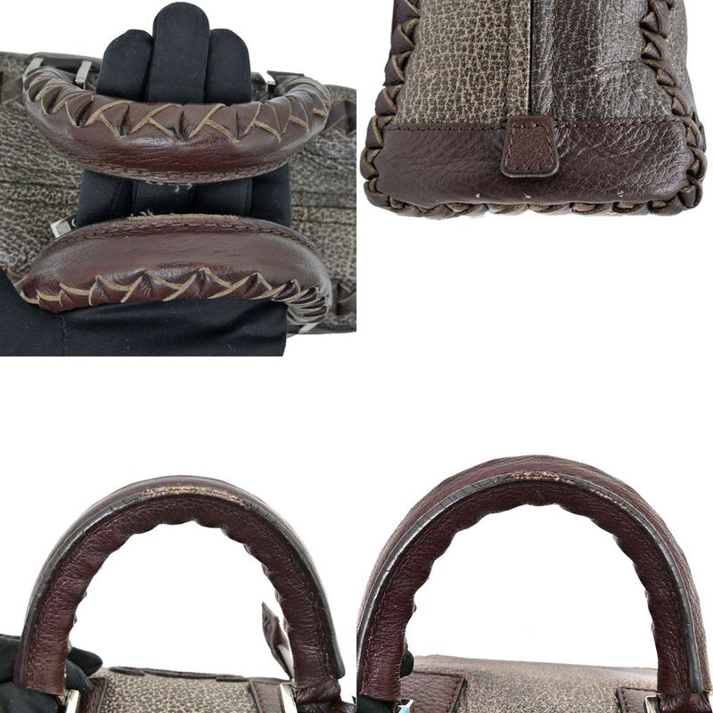 Loewe Amazona 28 Handbag Metallic Bronze Brown Silver-hardware Anagram