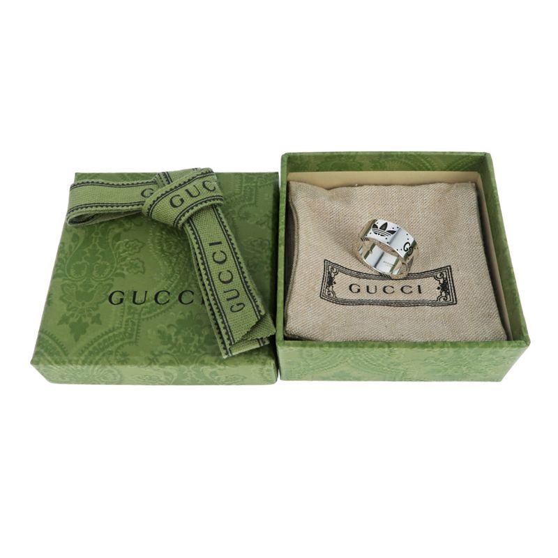 Gucci Adidas Collaboration Ring Engraving Wide Trefoil 17 Ag925 Jewelry