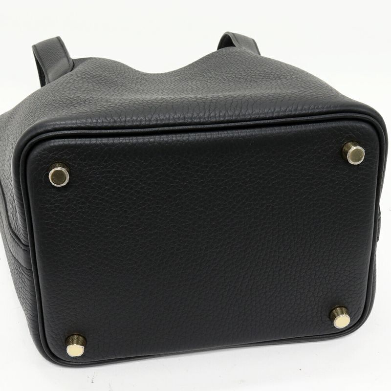 Hermes Handbag Tote Bag Picotin Lock PM Taurillon Cles Mance Black Gold Hardware