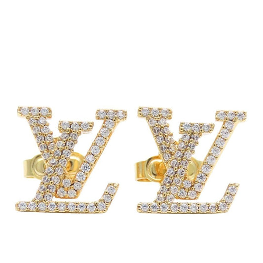 Louis Vuitton Earrings LV Iconic Strass Metal Line Stone Gold