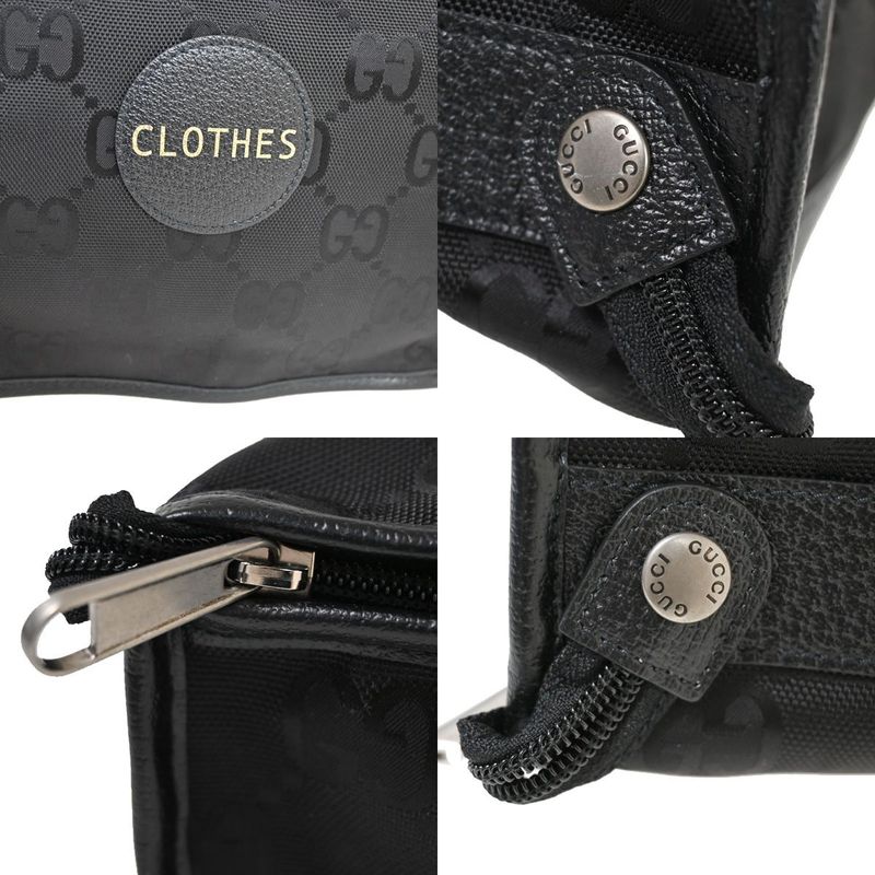 Gucci GG Travel Pouch Clothes Nylon Leather Black 33fa226