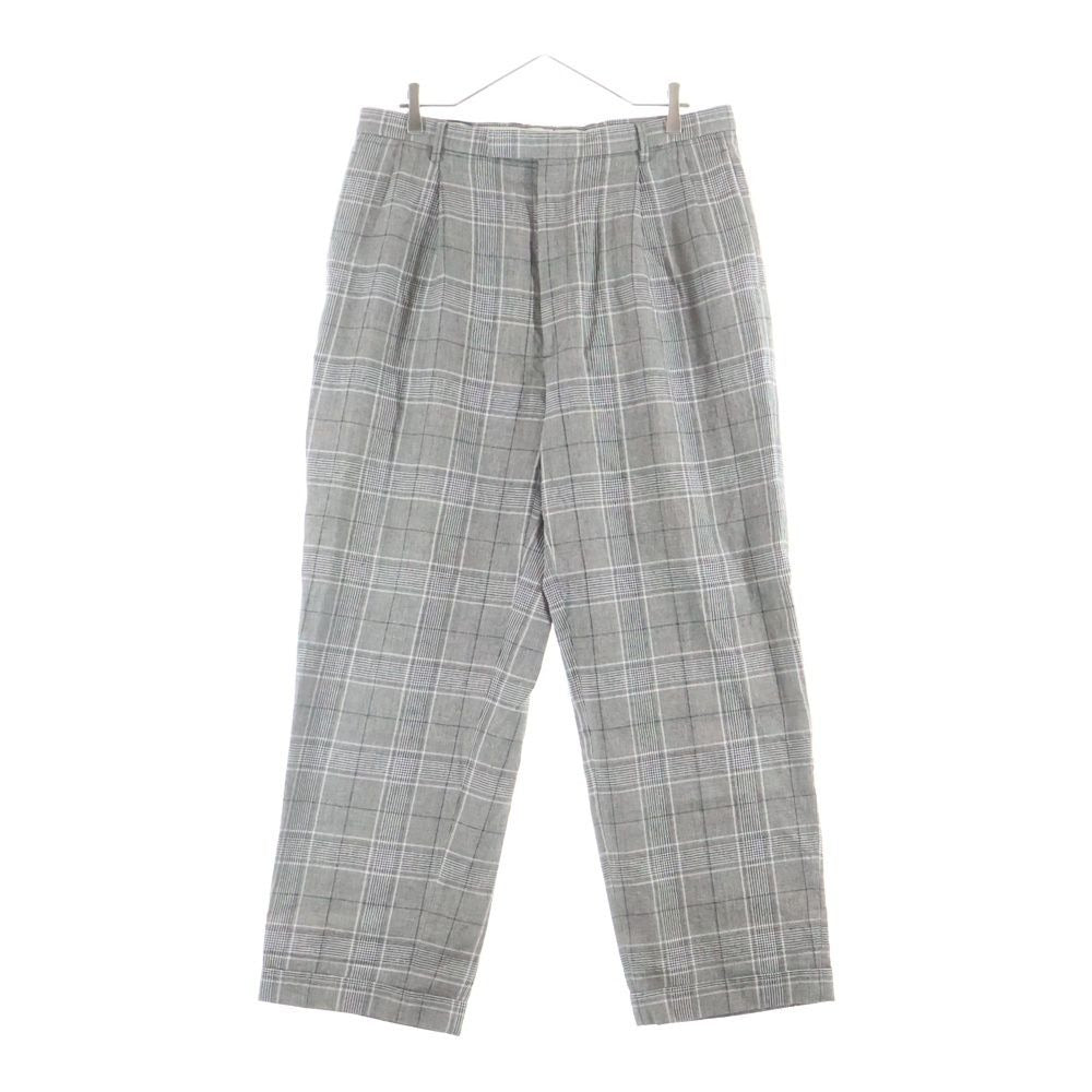 Gucci Wool Linen Plaid Trousers Slacks Pants Gray