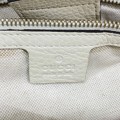 Gucci Handbag Bamboo 323660 Leather Ivory Chien Pan Gold Hardware Women