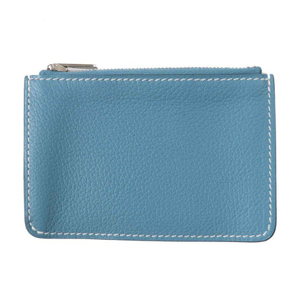 Hermes Constance Slim Verso Silver Hardware Evercolor Coin Case Sun New Blue