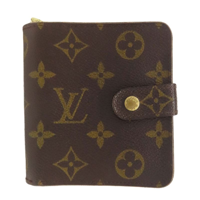 Louis Vuitton M61667 Compact Zip Folding Wallet With Coin Purse Monogram Canvas