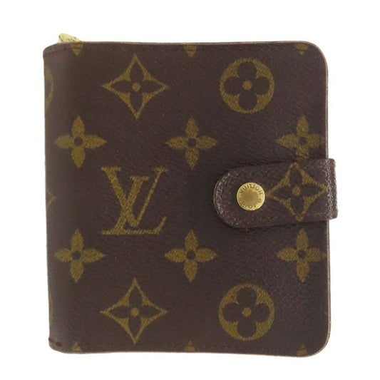 Louis Vuitton M61667 Compact Zip Folding Wallet With Coin Purse Monogram Canvas