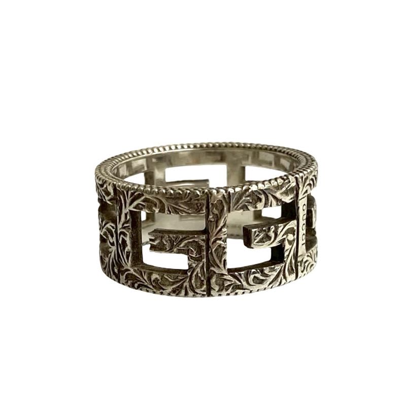 Gucci Square G Arabesque Silver 925 Ring No 18 Accessory Men's