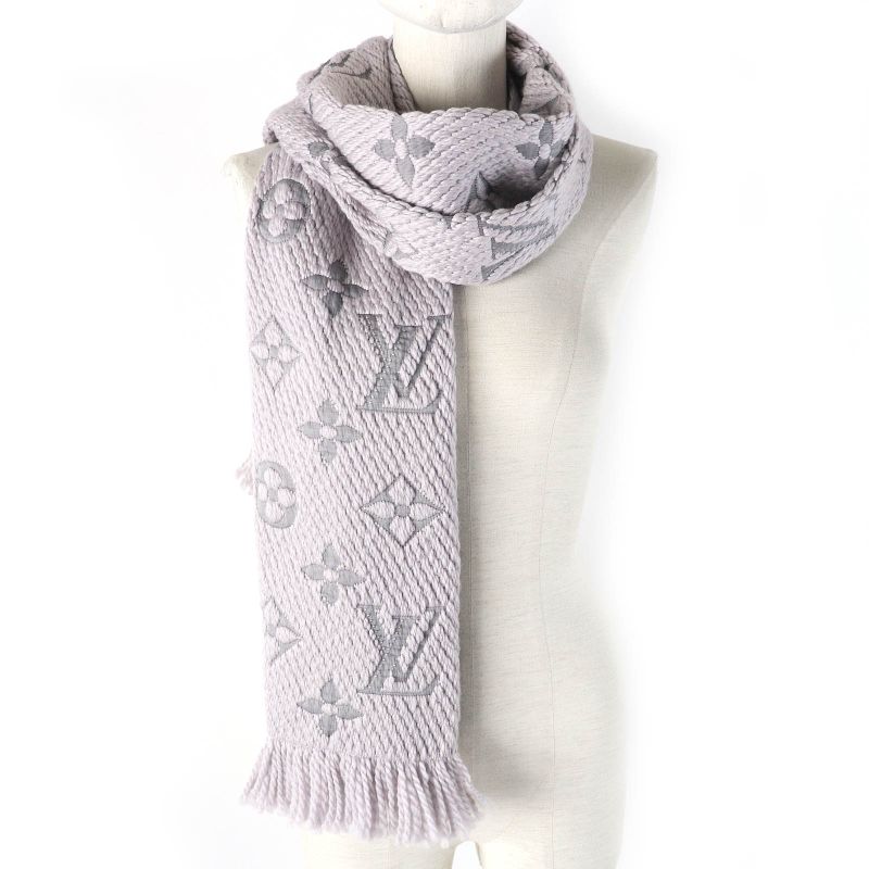 Louis Vuitton 2019 M74742 Echarpe Logomania Wool Silk Fringe Scarf Gripe Lou