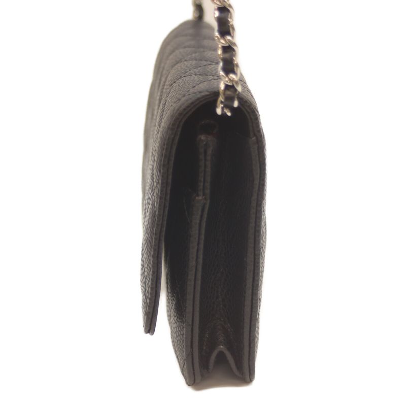 Chanel Ap0250 No 27 Black Caviar Skin Svhardware Chain Wallet With Coin Purse