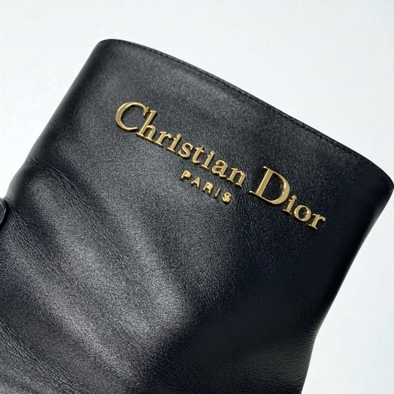 Christian Dior D-town Boots Short Shoes Leather Black Gold Logo