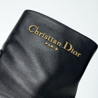 Christian Dior D-town Boots Short Shoes Leather Black Gold Logo