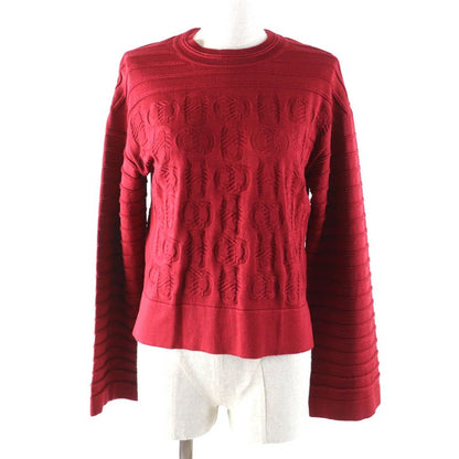 Hermes 23AW 3e2614d3 Silk-blend Chaine D'ancre Wide Sleeve Knit Red 34 Made In