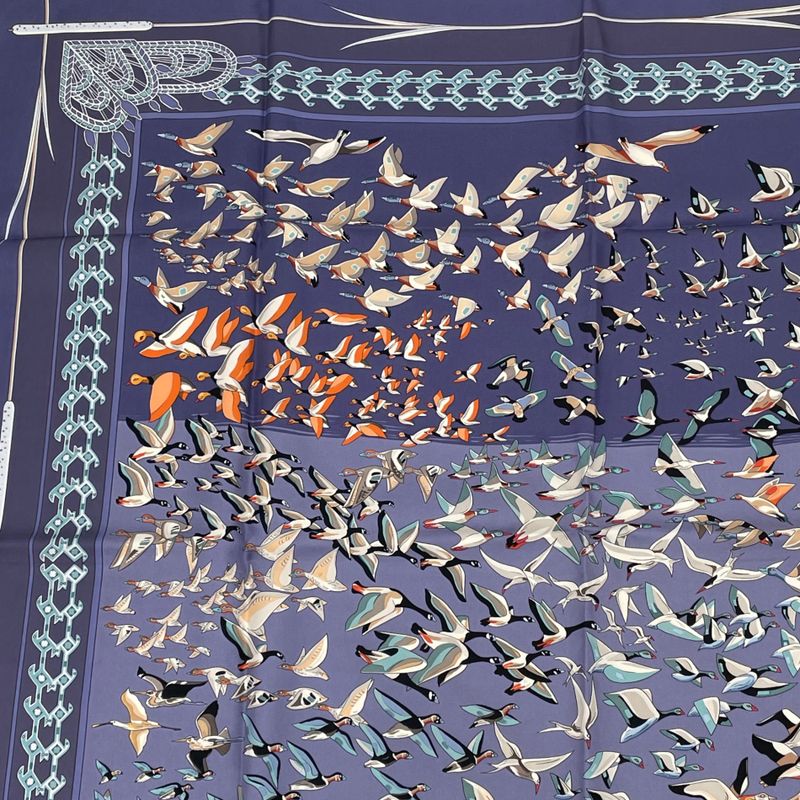 Hermes Carre 90 Libres Comme L'air The Sky Is Free Silk Scarf Blue