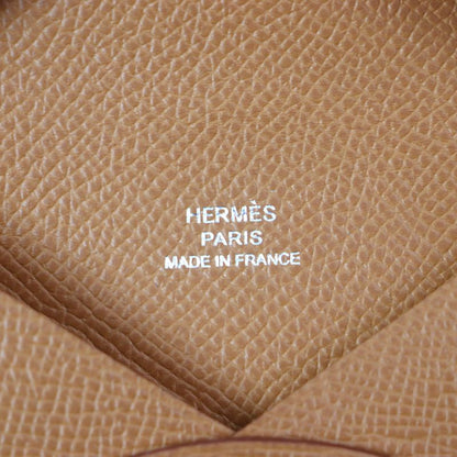 Hermes Calvi Gold Vaux Epson Leather Card Case Coin Case With B Engraved Box