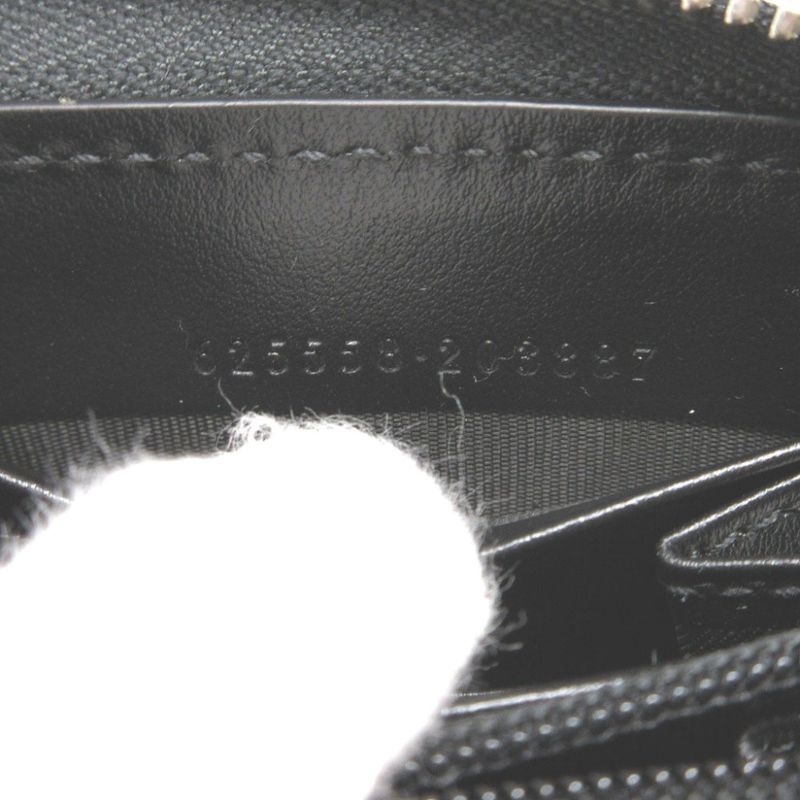 Gucci 625558 Double G GG Embossed Black Round Zipper Long Wallet 1632 Gucci