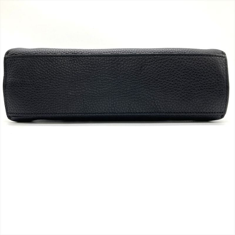 Gucci Daily Bamboo Handbag Leather 370831 Black Silver Hardware Women